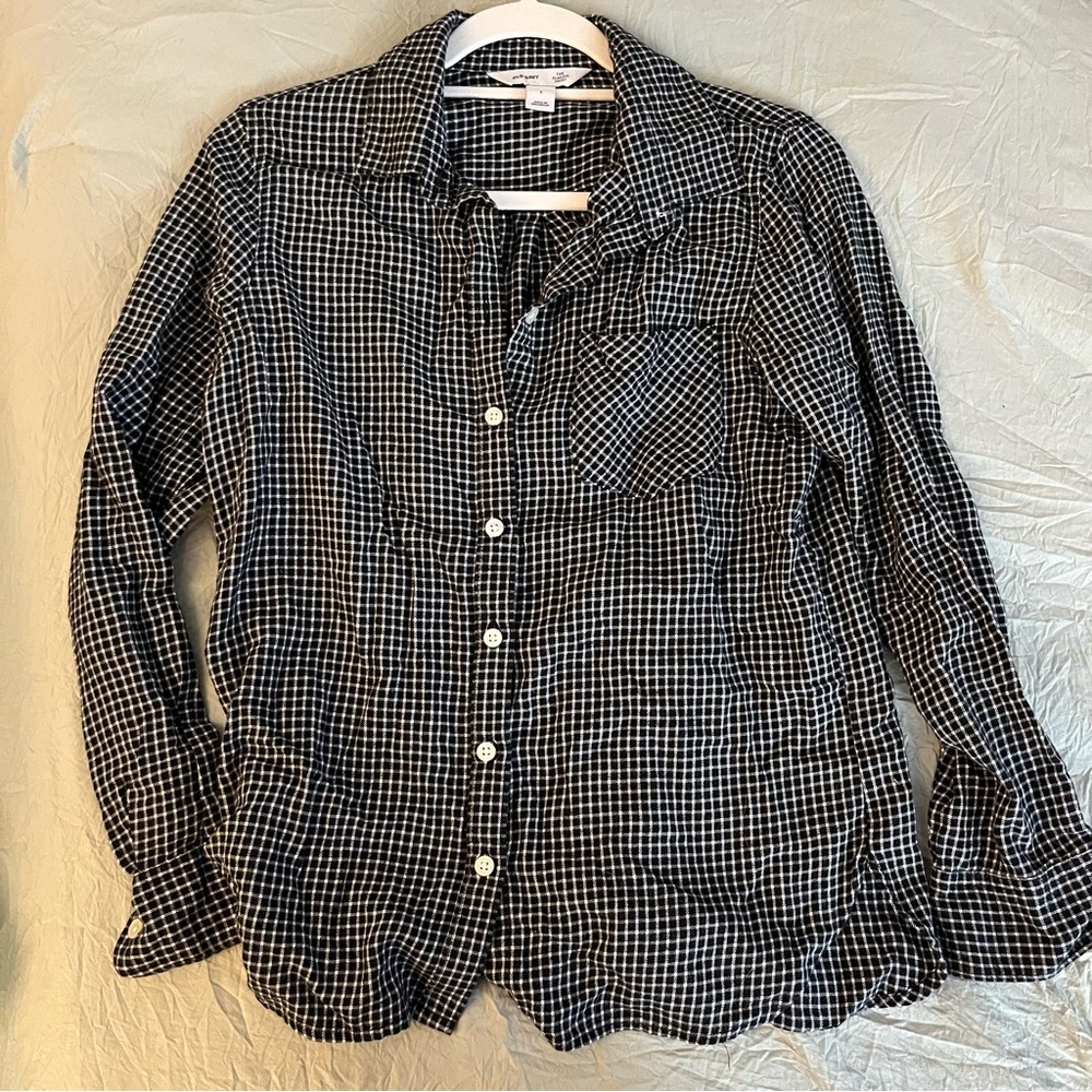 Black and white gingham flannel